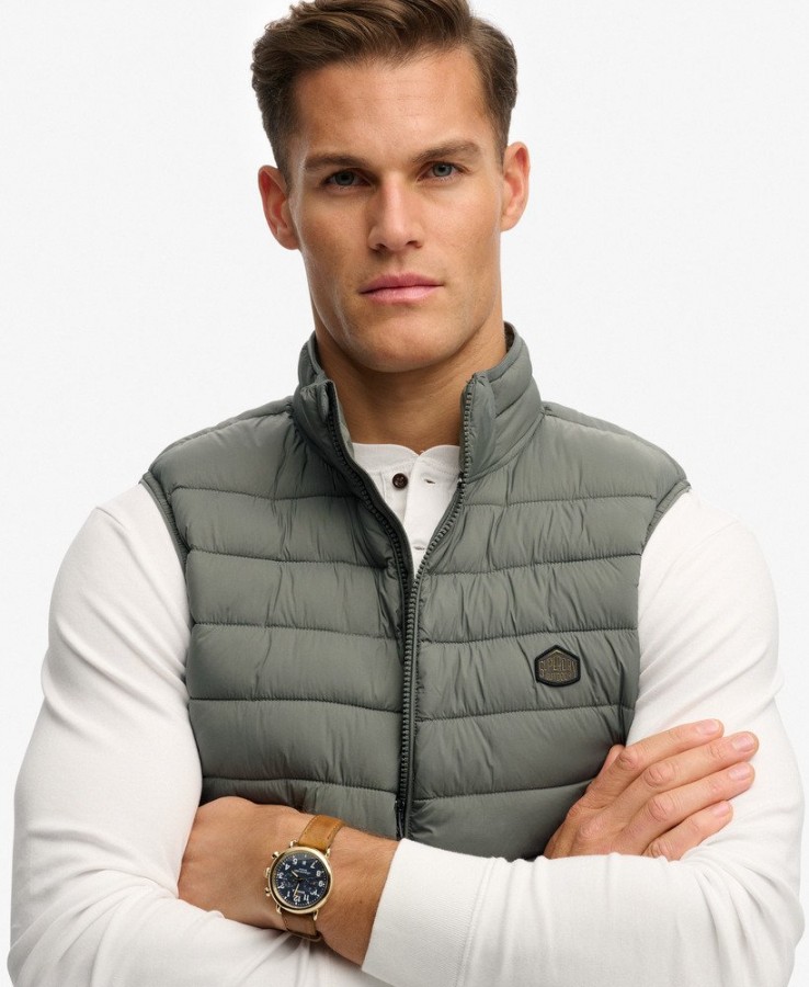 Afbeelding van M5012341A - WN1 - Fuji Padded Bodywarmer - Biker Grey  - Heren Bodywarmer  - SuperDry